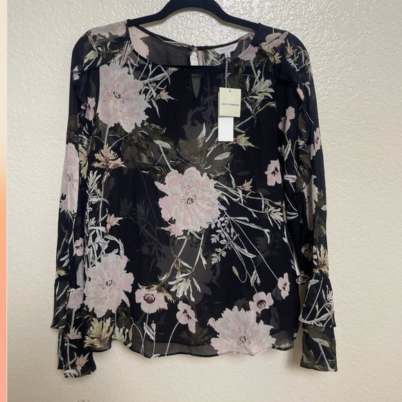 ⭐️ Sheer Floral Ruffle Boho Hipster Hippie Chic Glam Work Casual Romantic Top - Picture 2 of 6